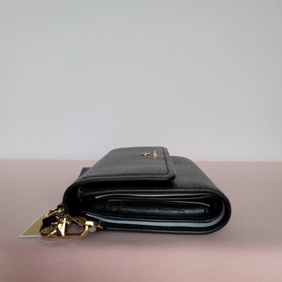 MICHAEL KORS Jet Set Charm Pebble Leather Large Flap Phone Wristlet-Black - Picture 8 of 16